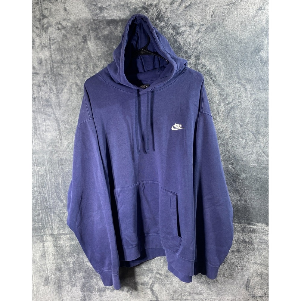 Nike Sweatshirt Mens 3XL Blue Sportswear Club Pullover Hoodie Fleece Logo Street